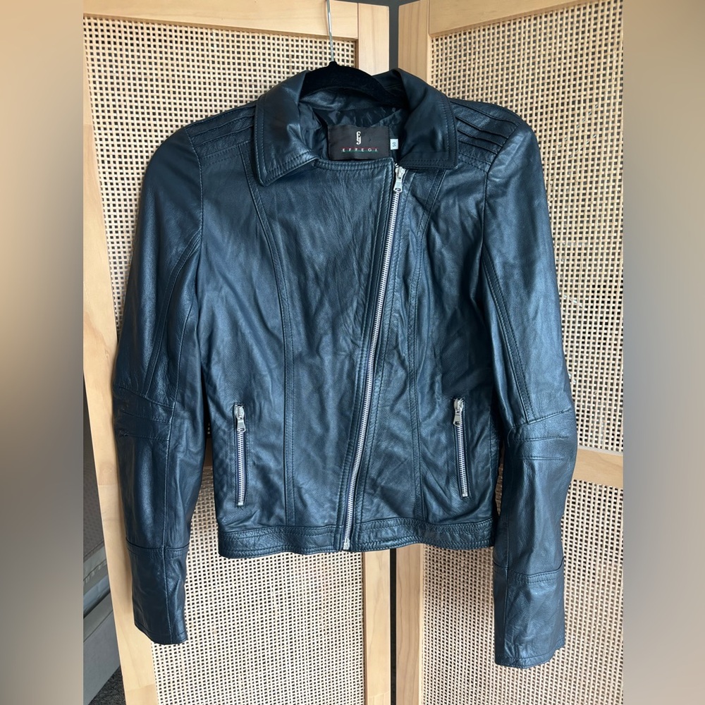 Vintage Effegi Black Italian Leather moto style jacket